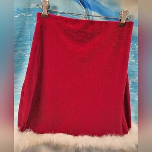 Wallflower NWOT Red Crushed Velvet Mini Skirt‎ with White Trim Santa